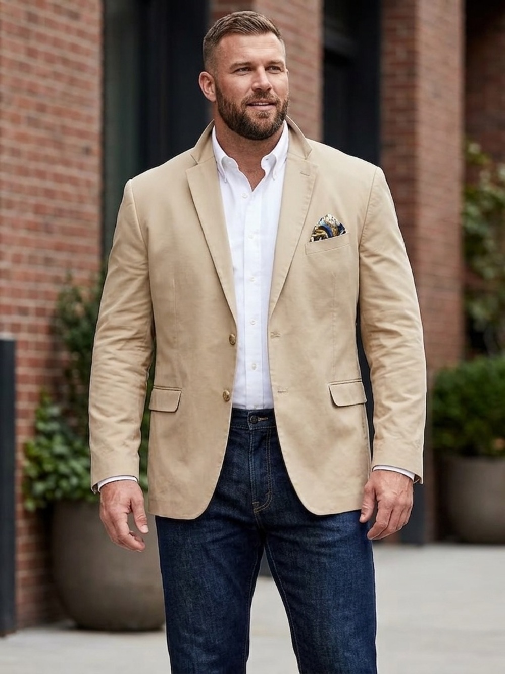 Saddlebred Tan Sport Coat with Notch Lapels 100% Cotton 56L.